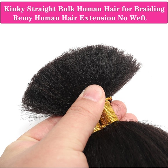 HUMAN HAIR 100g Kinky Straight Bulk Human Hair Unprocessed Brazilian No Weft 22” - Picture 5 of 16